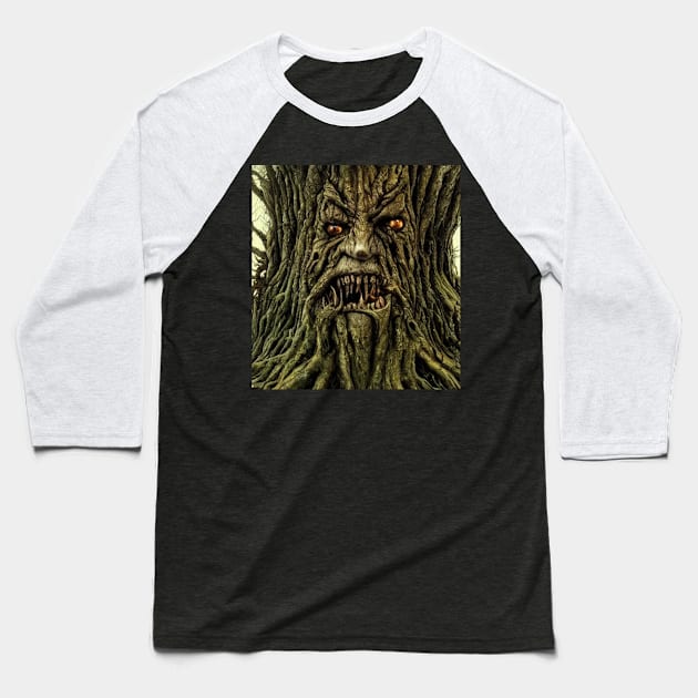 Oak Tree Horror Baseball T-Shirt by Madisen Harvey